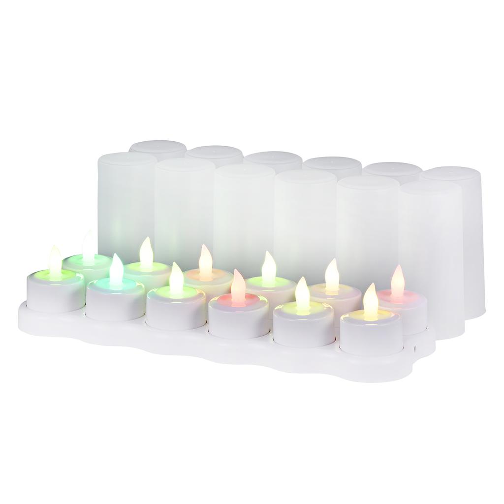 12 PCS Flameless Candles Realistic LED Cordless Tealight Candles 6 Colors Changing with Frosted