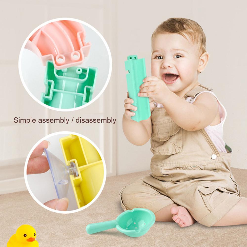 DIY Baby Bath Toys Wall Suction Cup Marble Race Run Track Bathroom Assembled Track Slippery Bath Toy Set For Children