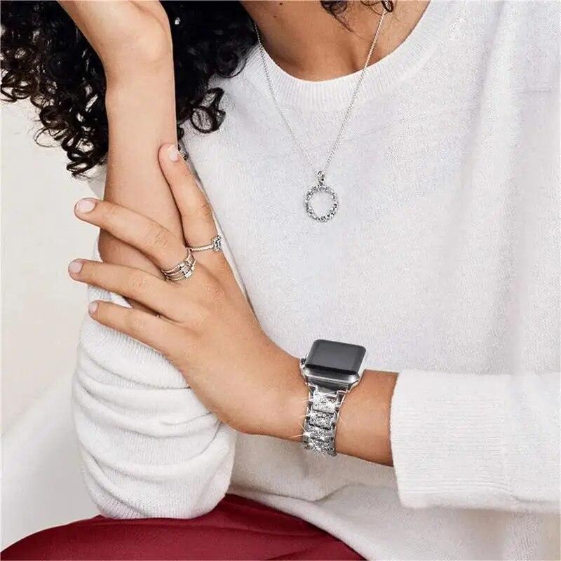 Woman Strap For Apple Watch Band 44mm 40mm 49mm 45mm 41mm 42mm 45 Mm Diamond Bracelet Correa iWatch Series Ultra 8 SE 7 6 5 4 3
