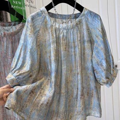 Женская футболка Летняя Большого размера С круглым вырезом Мягкая Свободная Повседневная Удобная Футболка-пуловер Топ