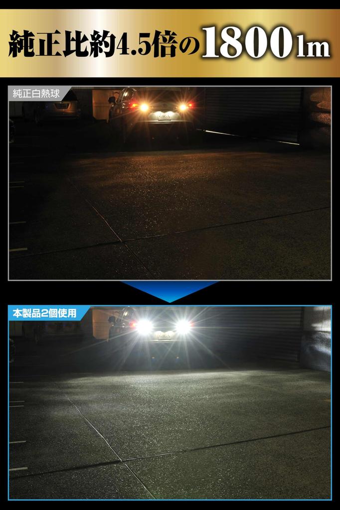 Carmate GIGA T20 Stealth Design LED Backup 1800lm Total Luminous Flux Vehicle Inspection BW360 Lamp, S1800, 6000K, (Per Bulb), 1-Year Warranty,