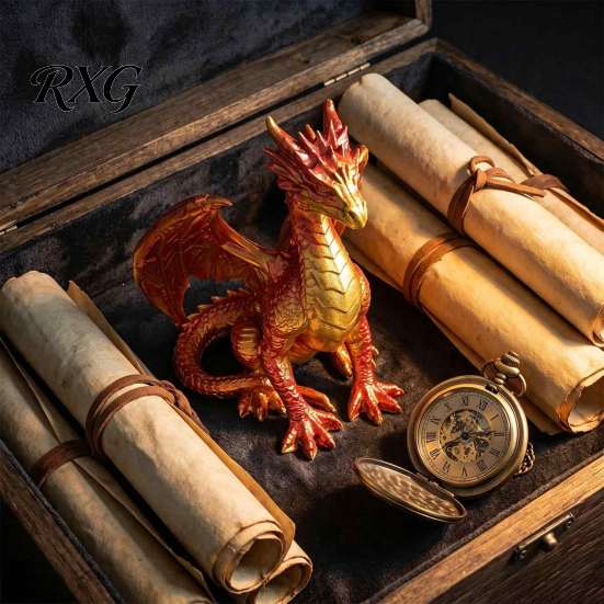 Handcrafted Resin Ornament Dragon Statue, Sitting Wyvern Sculpture, 3D Medieval Figurine, Fantasy Desktop for Gamers Game Room Display Cabinet,