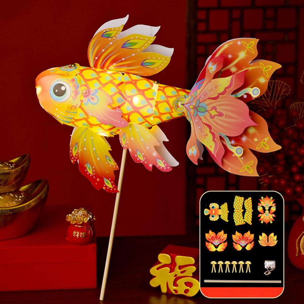 Ancient Style Handheld Fish Lantern Luminous Goldfish Light  Festival Decoration
