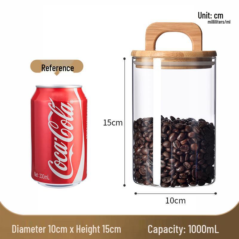 Vintage Glass Storage Jar with Handle Lid - Moisture & Mildew Proof, High-Temperature Resistant for Coffee and More