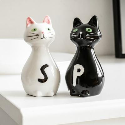 Дуо соль перец пара кошек оригинальная солонка и перечница
