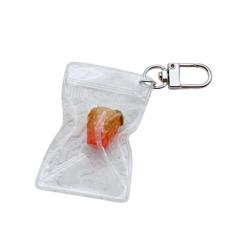 Chic Fruit Themed Clear Keychain Lovely Clear Fruit Bag Key Rings Unique Keychain Accessory Gift for Collectors
