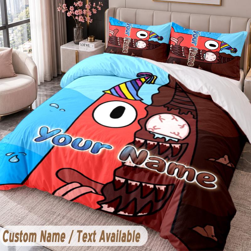 Custom Name Text 3Pcs Bedding Set Garten of Banban Duvet Cover And Two Pillowcases