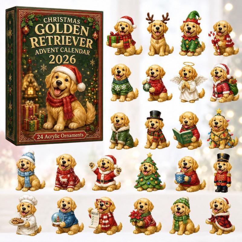 2026 Dog-Themed Christmas Advent Calendar Acrylic Blind Box Gift Kids Adults Decorative Hanging Ornament