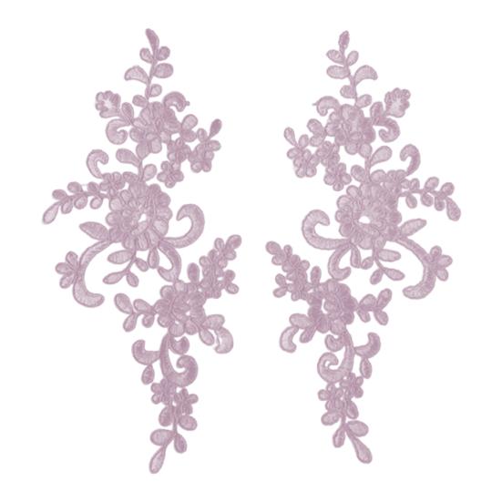 2 Pcs Embroidery Lace Applique Sewing Flower Fabric Collar Patch Motif Wedding Gown Dress Bridal DIY Crafts for Daily Wear Tailor Shops