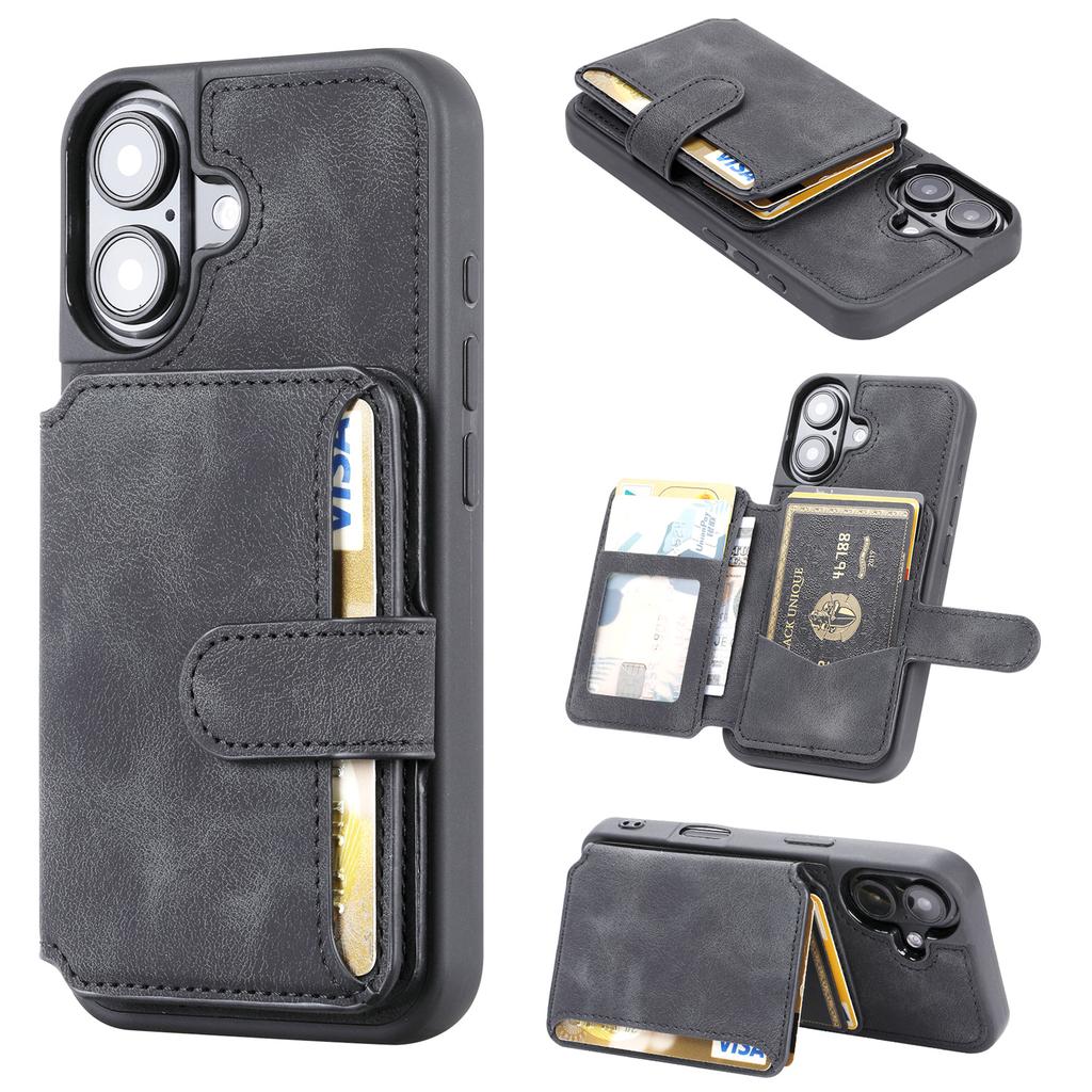 For iPhone 17 Case Wallet Card Slot TPU+PU Leather Back Phone Cover