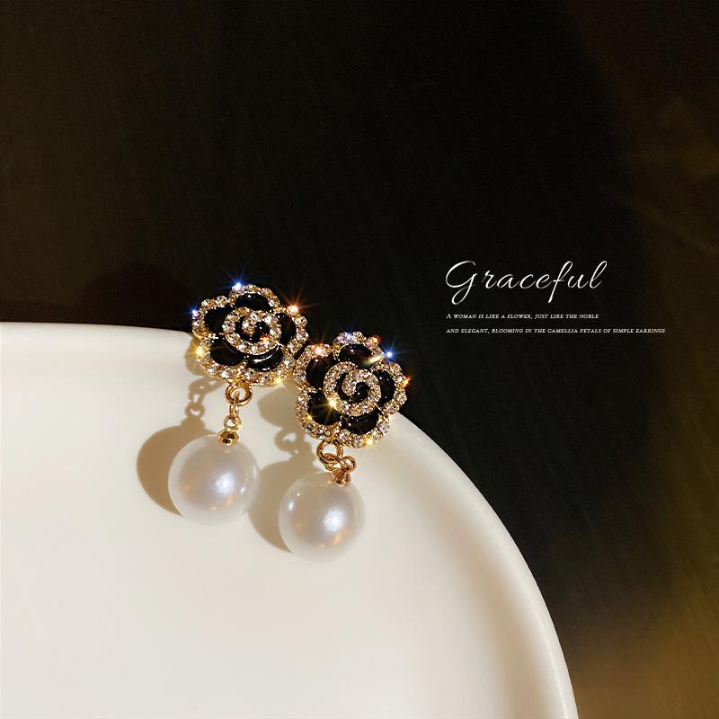 Трендовые серьги 2023 года из серебра с кристаллами и жемчугом высокого класса: Изысканное, Легкая Роскошь Заявление для Женщин