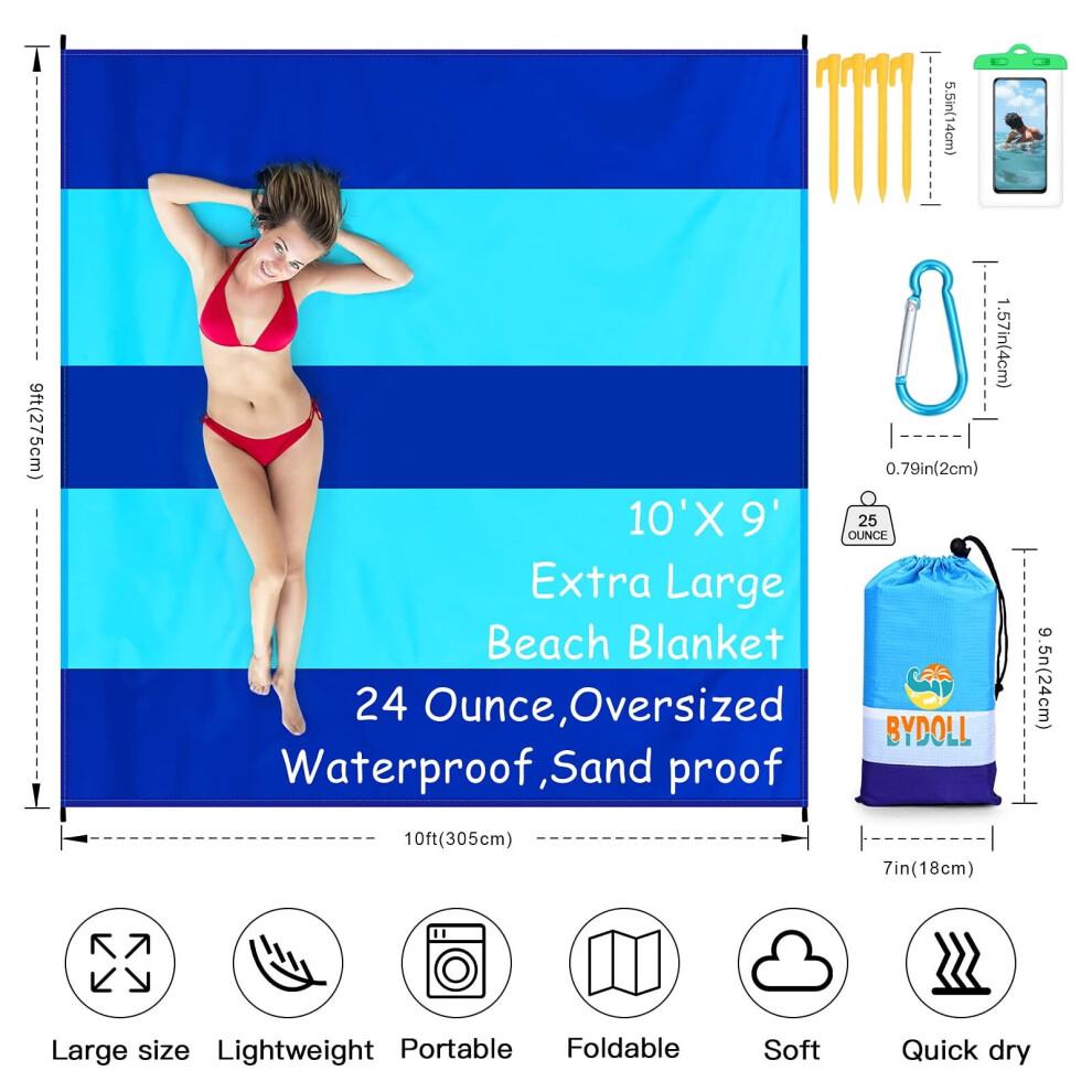 Beach Blanket 78''X81'' 4-7 Adults Oversized Lightweight Waterproof Sandproof Blanket for Beach Large Picnic Mat Travel Camping
