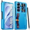 Чехол-книжка для Samsung Galaxy Z Fold 8 Ultra с отсеком для стилуса, держателем для карт, RFID-защитой и полной защитой шарнира - Светло-голубой