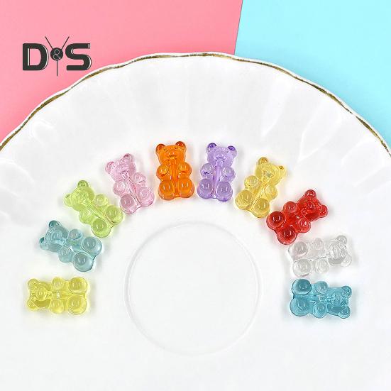 100 Pcs Colorful Bear Beads Clear Acrylic Colored Bear Beads Mini Bear Charms for Bracelet Necklace DIY Crafts Jewelry Making Supplies