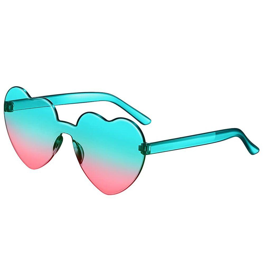 Love Heart Shape Sunglasses Women Rimless Frame Tint Clear Lens Colorful Sun Glasses Female Red Pink Yellow Shades Travel