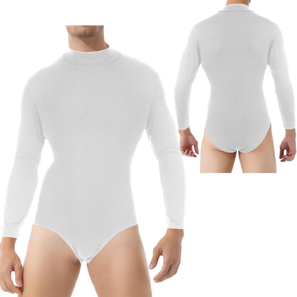 Men's Short Sleeve One Piece Bodysuit Leotard Top Press Button Crotch Romper Pajamas Undershirt