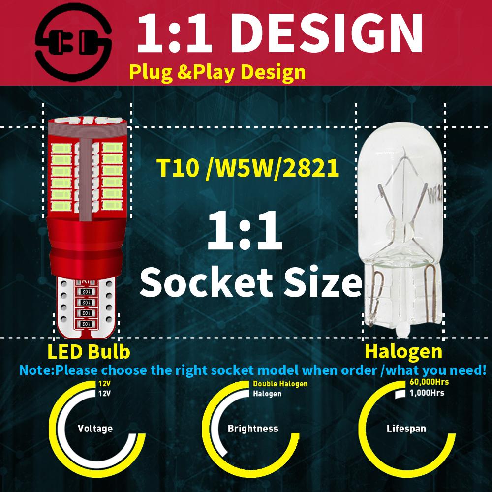 4x T10 LED W5W Canbus Light Bulb Car Clearance Interior Reading Parking Lights Dome Lamp White Blue Red amber ice blue No Error Dome Lights 6