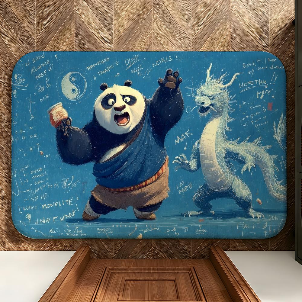 Коврик для пола из мягкого фланеля K-Kung Fu P-Panda Подходит для прихожих, гостиных, спален и ванных комнат