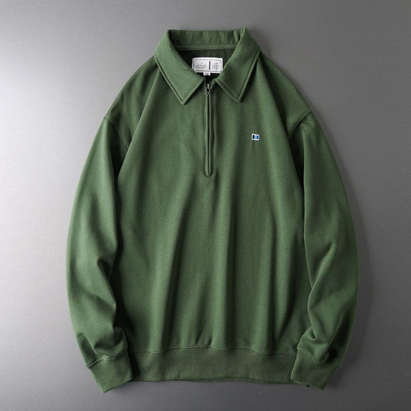 Heavy Weight Half Zipper and Lapel American Spring & Fall Coat Sweatshirt