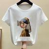 Mona Lisa Bubble Gum Chewing Gum T-Shirt Women Summer Short Sleeve Printed Tshirt Fun