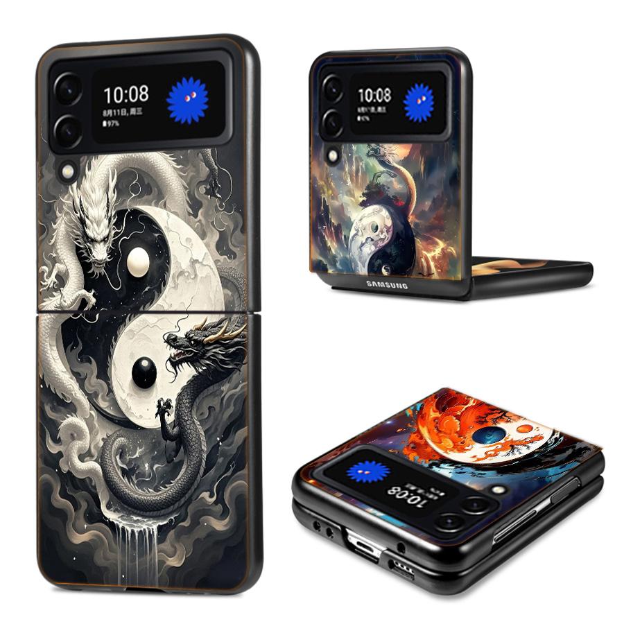 Баланс Стихий Вечный Инь-Ян Чехол для Телефона Для Samsung Z Flip 7 6 5G Galaxy Z Flip4 Z Flip5 Z Flip3 Чехол Черный Жесткий ПК