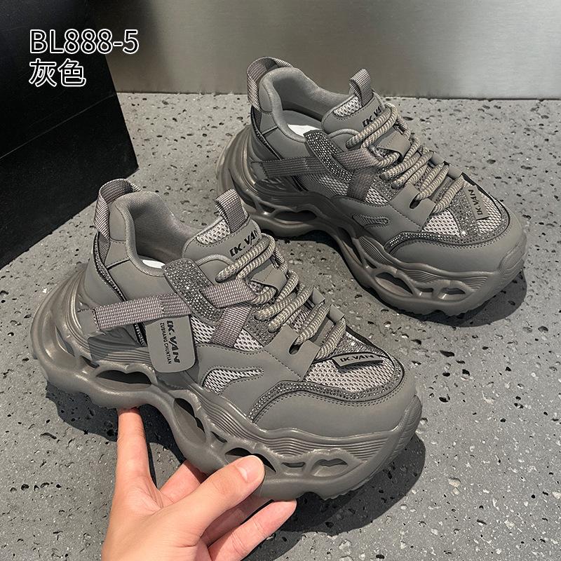 Дышащие кроссовки с сеткой и стразами, на толстой подошве, в стиле "dad shoes", новые, для спорта и отдыха, осень-зима