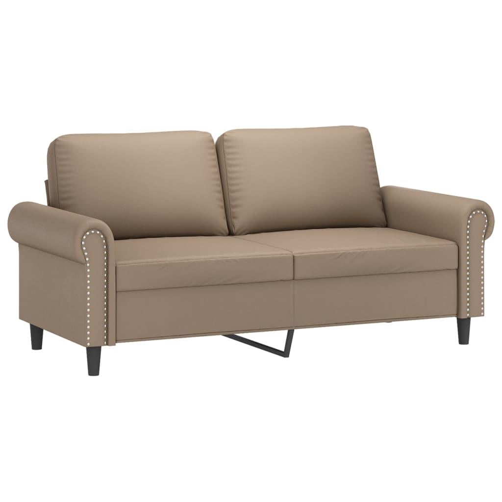 Vidaxl 2-Osobowa Sofa Z Poduszkami, Cappuccino, 140 Cm, Sztuczna Skóra