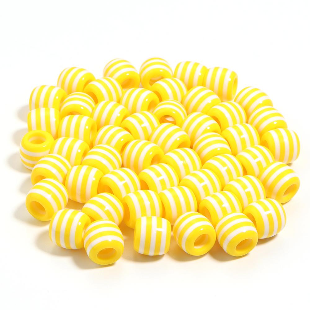 50pcs/lot Barrel Shape Rainbow Striped Resin Beads Big Hole Spacer Beads DIY Bracelet Necklace Jewelry Making Accessories