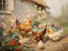 Деревенская Куриная Ферма Пейзаж Деревни Животные Постер Настенное Искусство Картины Холст Декор Дома Кухни
