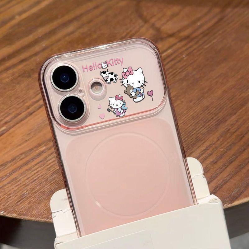 Магнитный чехол-трансформер в форме сердца Hello Kitty для Apple 17 PRO, 16, 15 - Корейский стиль