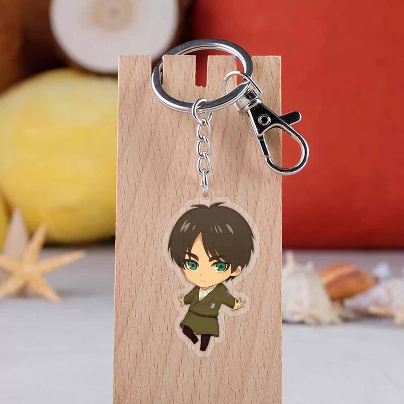 Attack on Titan Double-Sided Transparent Acrylic Keychain, Eren Levi Mikasa Erwin Pendant