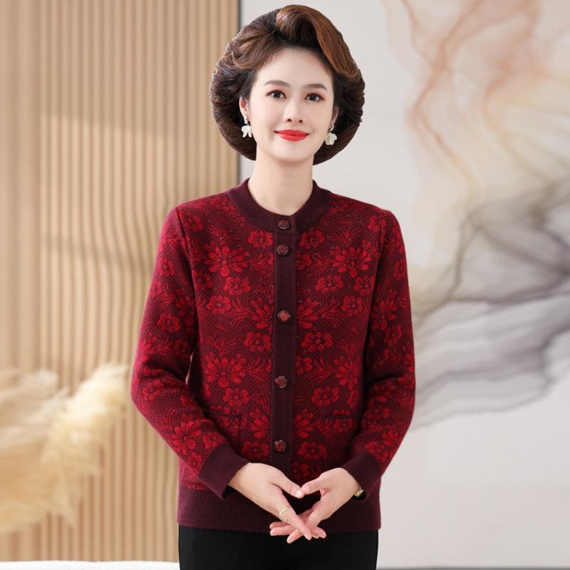 Осенне-зимняя одежда с флисом на одежде год 0 кардиган бабушки куртка средний пожилой свитер куртка женская мать жена