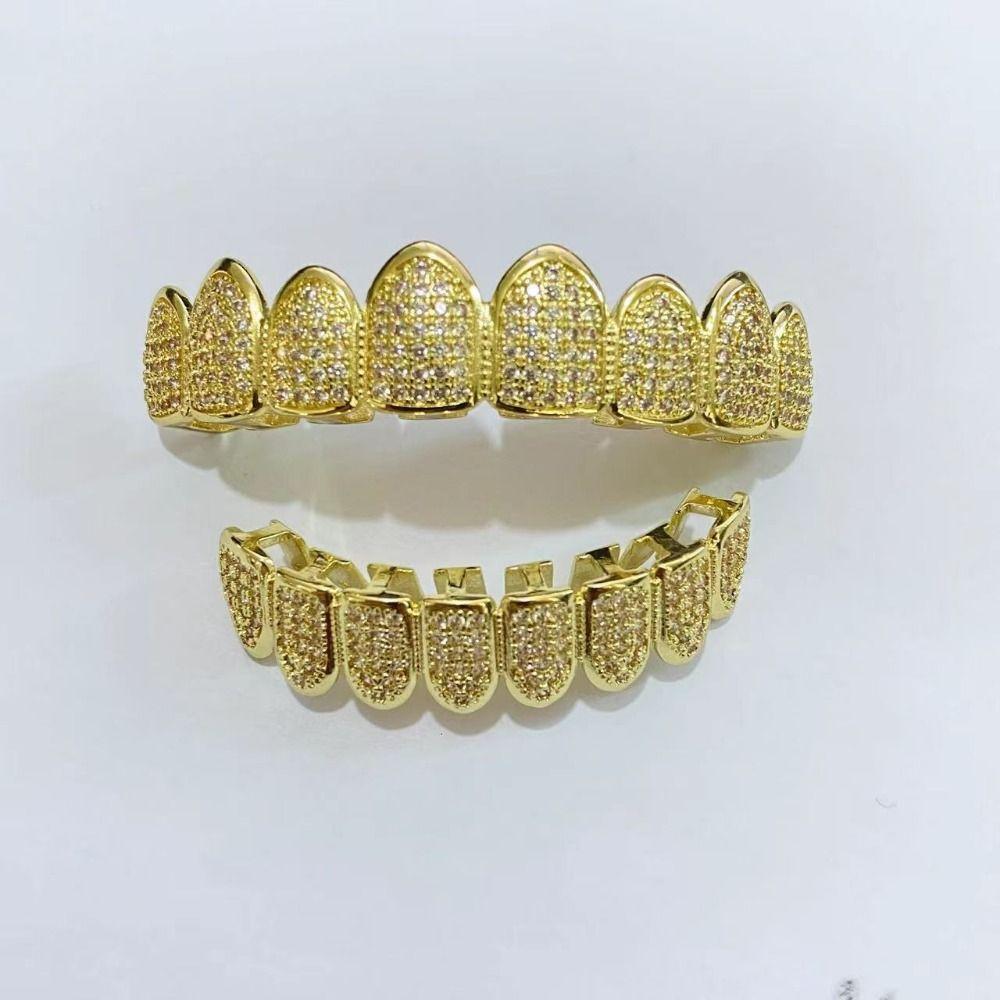 Removable Design Hiphop Teeth Grillz Top & Bottom Set Charm Teeth Grillz Dental Crown