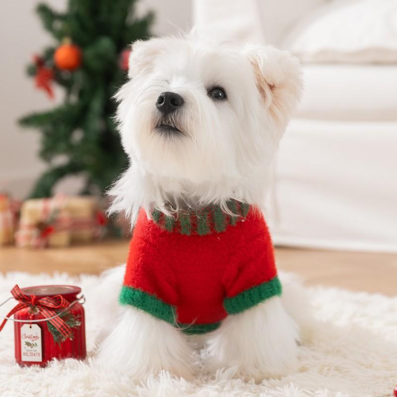 Faux Fur Christmas Pet Sweater Small To Medium Dogs Cats Winter Warm Hooded Pullover