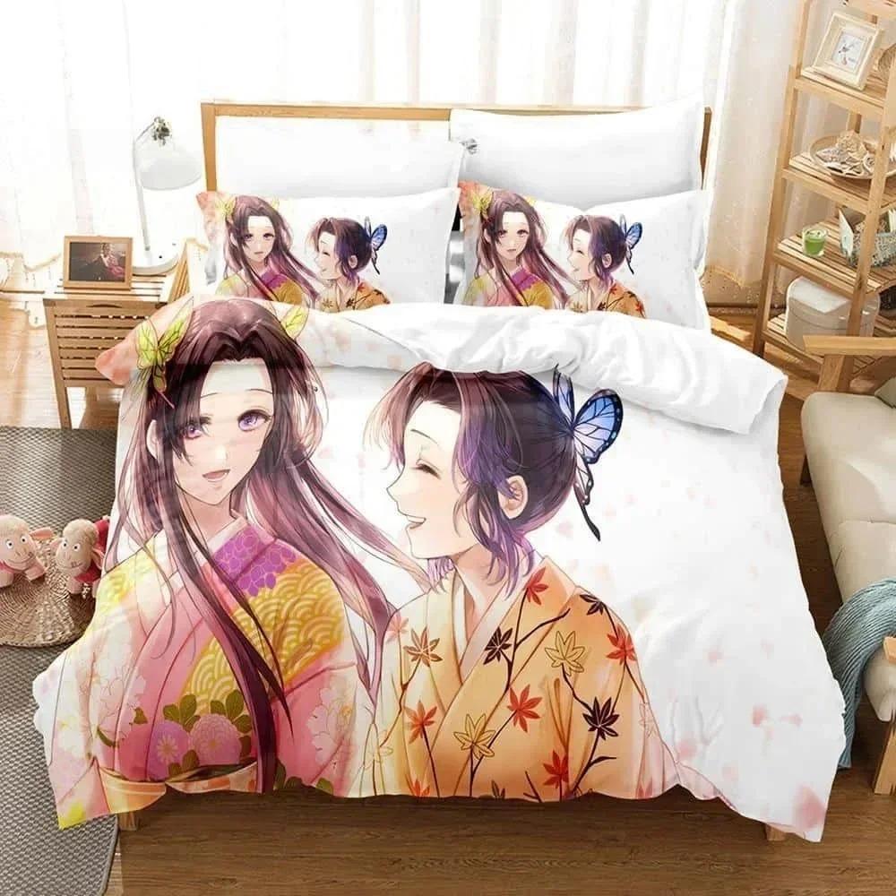 3D Hot sale anime Demon Slayer duvet cover and pillowcase kids' double bed bedding set home bedroom decor gift for boys Girl
