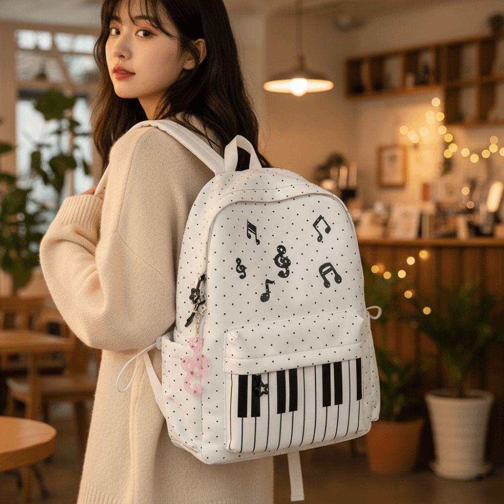 Lightweight Design Piano Backpack Nylon Cute Schoolbag Keyboard Bookbag Outdoor Traveling
