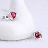 Korean-Inspired Temperament Red Zircon Silver-Plated Earrings for Women