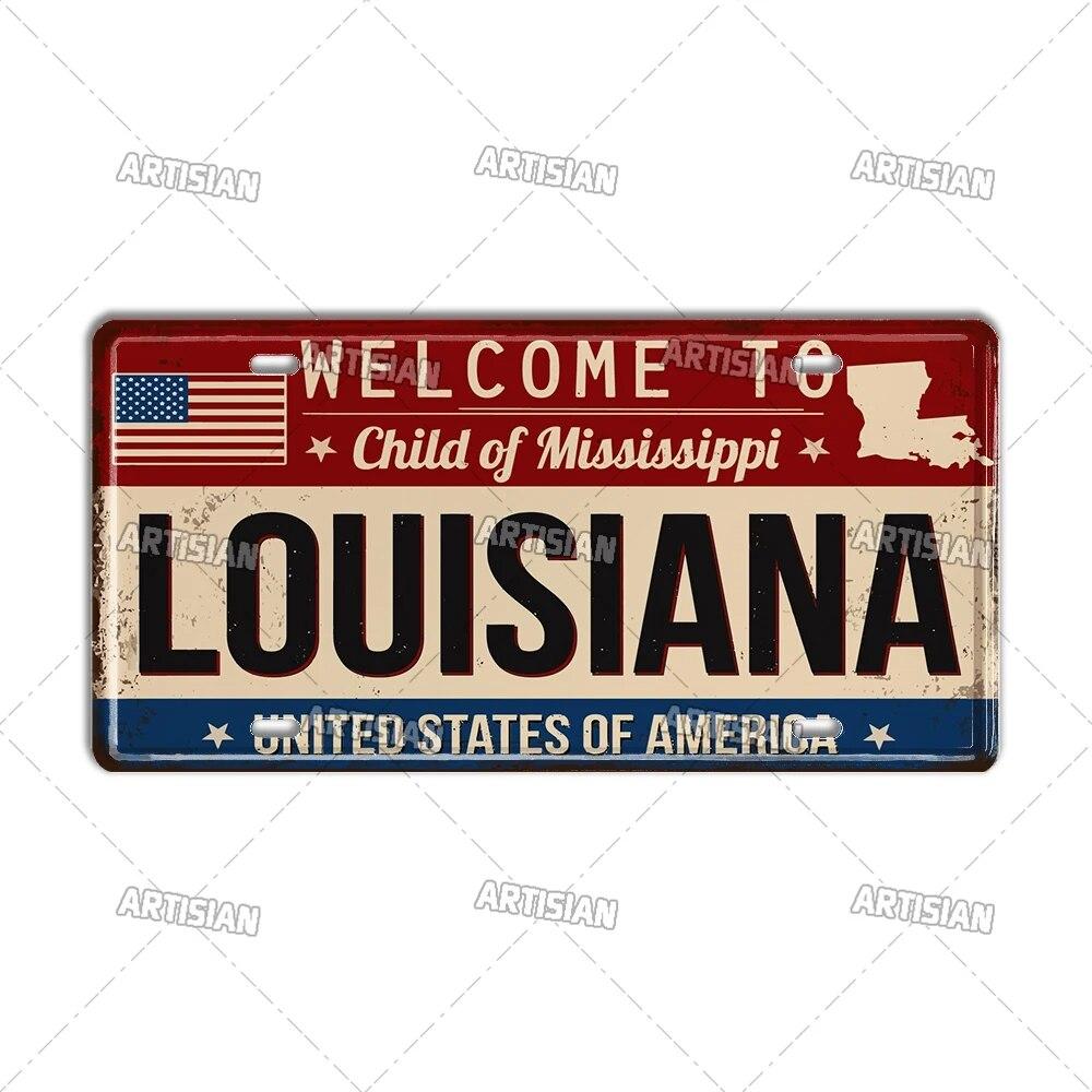 Artisian USA License Plate US Welcome To Metal Sign Landmark City State Decorative Plaque Wall Decor Garage Bar Pub Club Hotel
