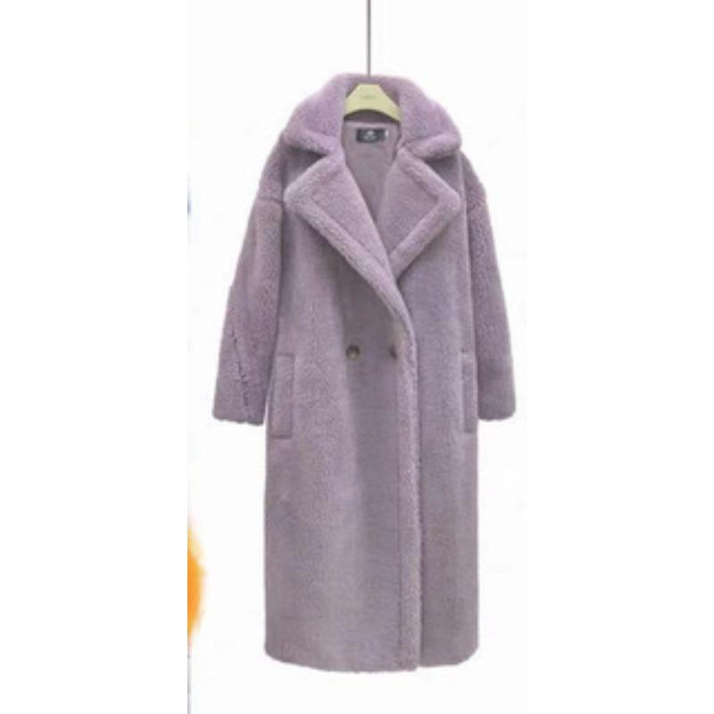 Искусственный мех 2 детали imitation wool coat длинное пальто imitation teddy bear fur long coat