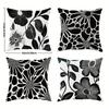 4Pcs Floral Cushion Covers - Modern Botanical Decor With Zip Closure, Soft Polyester Pillow Cases In Black & Grey For Living Roo