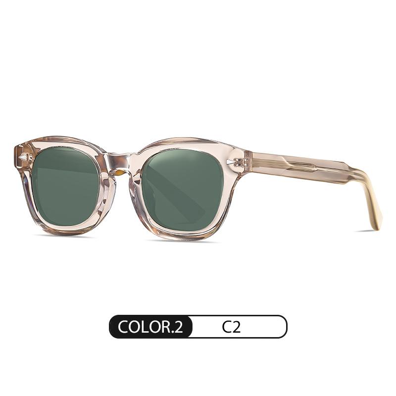 HBK Hand-Crafted Acetate Frame Luxury Square Vintage Retro Sunglasses Men Women Stylish UV400 Protection Multi-Style Polarized