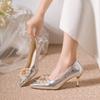 Fashion 2025 New Women Shoes High Heels Women Pumps Sequins High Heels Women Shoes Sexy Ladies Wedding Party Bow Tie Stiletto Heels