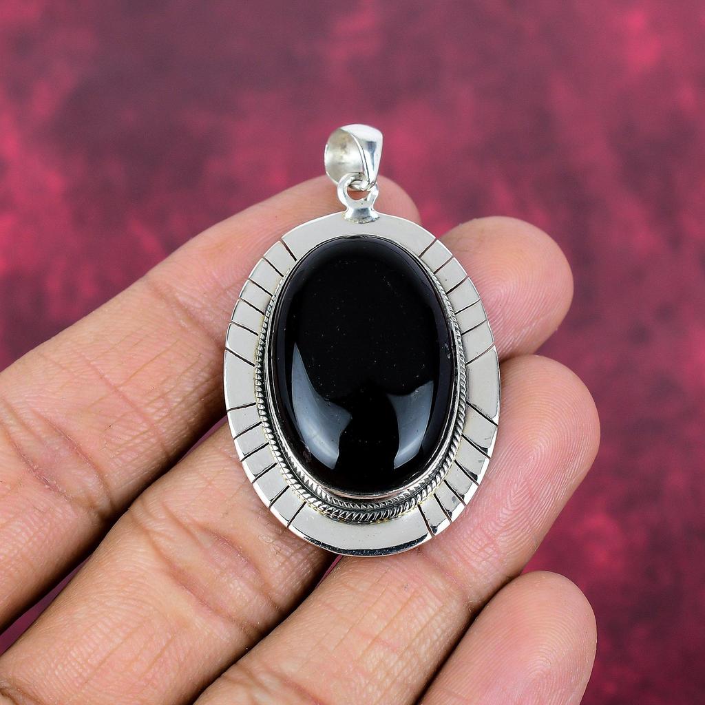 Black Onyx Jewelry, 925 Solid Sterling Silver Pendant Handmade Gemstone Jewelry, Gifts For Wife Brand New Pendant
