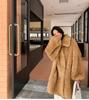 Женское пальто из искусственного меха большого размера, зимняя плюшевая куртка Тедди, плотные теплые пальто с длинными рукавами, женская зимняя верхняя одежда