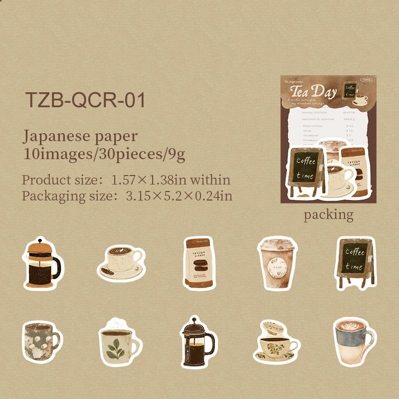 JIAWU Tea Drinking Day Series Vintage Coffee Cake Landscape Material Collage Scrapbooking Sticker Creative Journal Stationery