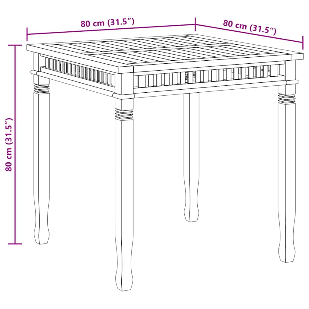 Garden Dining Table 80 x 80 x 80 cm Solid Teak Wood