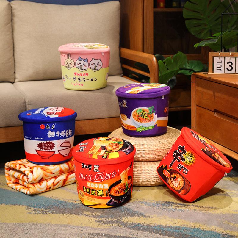 1Pc Simulation Instant Noodle Bucket Plush Toys Delicious Noodles Lifelike Blanket Amazing Pillow for Birthday Xmas Gift