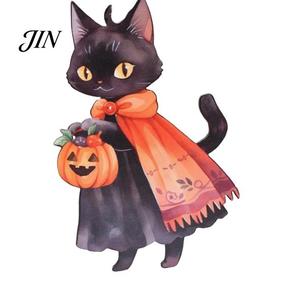 Watercolor Witch Cat Wood Decor Halloween Wooden Hanging Ornament, Decorative Pendant, Party Cute Holiday Favors for Tree And Window Pumpkin Sign
