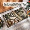 Dinosaur Theme Crystal Velvet Rug Personalized Custom Name Text Soft Floor Mat Home Decor
