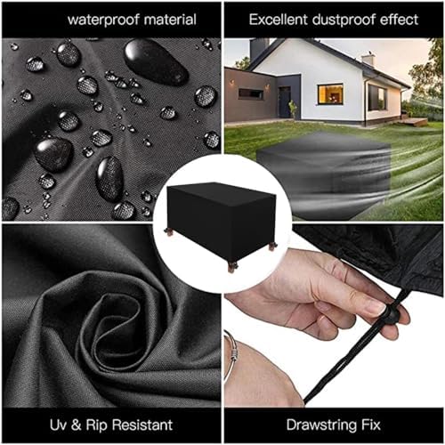 Rurbeder Garden Furniture Cover Waterproof 600D Oxford Outdoor Sofa Table Cover Black